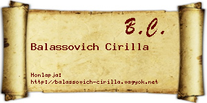 Balassovich Cirilla névjegykártya